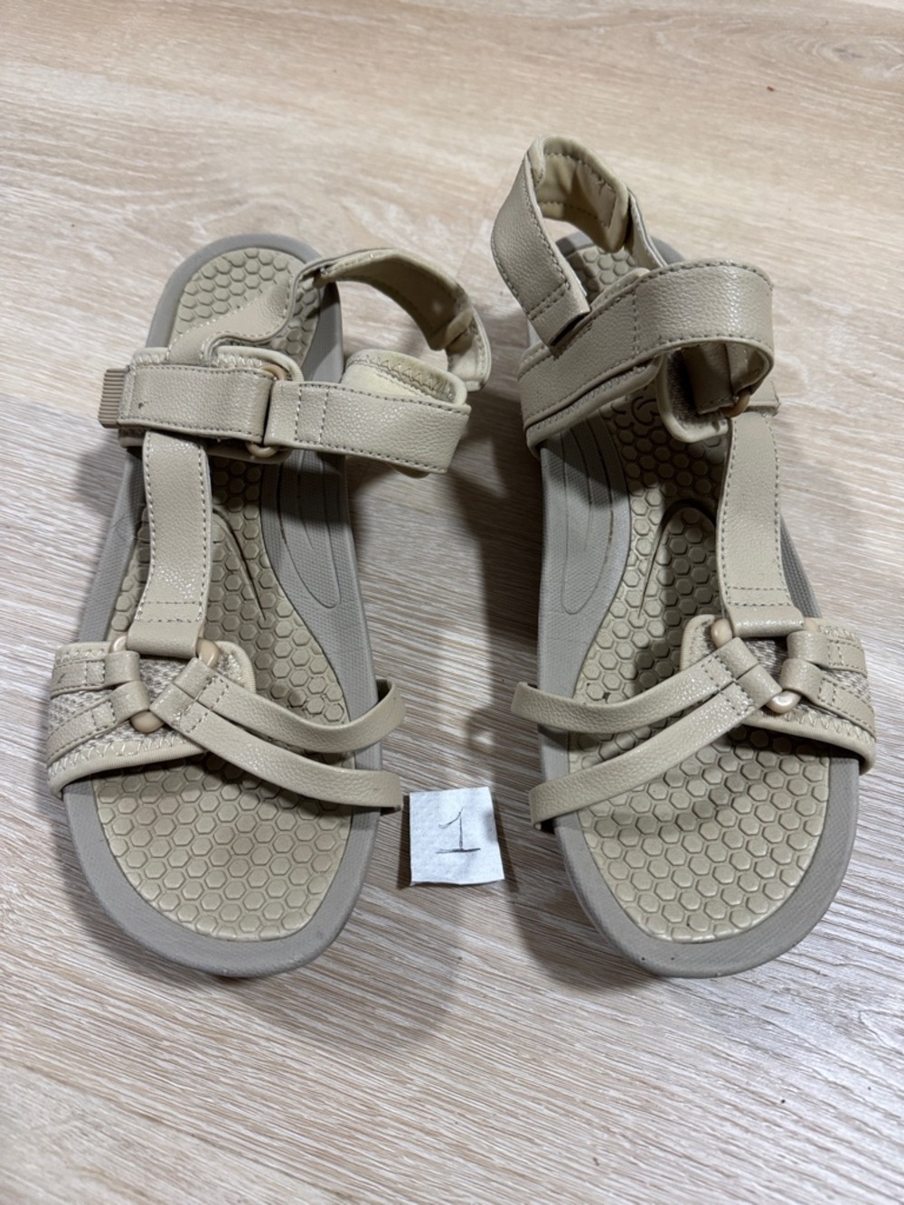 BareTraps Beige Strappy Comfort Sandals